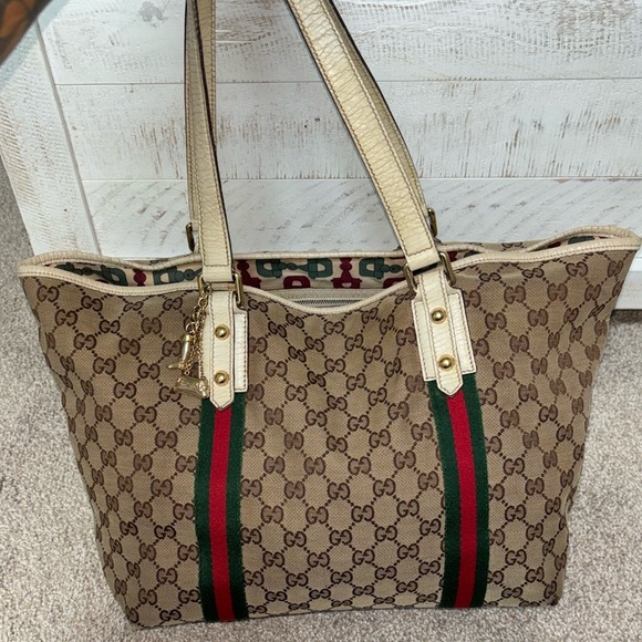Authentic GUCCI jolicouer GG sherry line tote bag with charms - Picture 1 of 16
